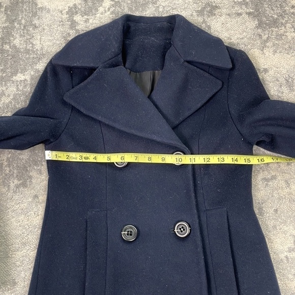Fleurette Double Breasted 100% Wool Peacoat in Midnight Navy Blue Sz 2 - Picture 5 of 13